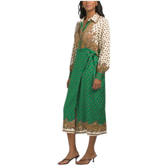 ELIE TAHARI Silk Blend The Vero Jewel Paisley Print Faux Wrap Dress - Picture 1 of 3